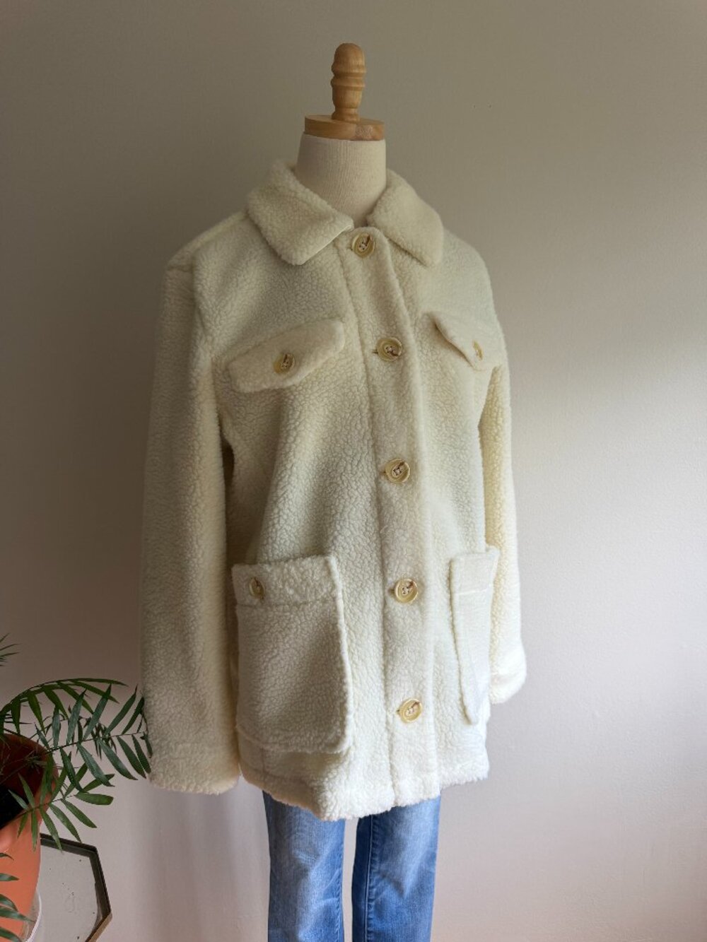 Talbots Creamy Cozy Sherpa Shirt Jacket Size Medium